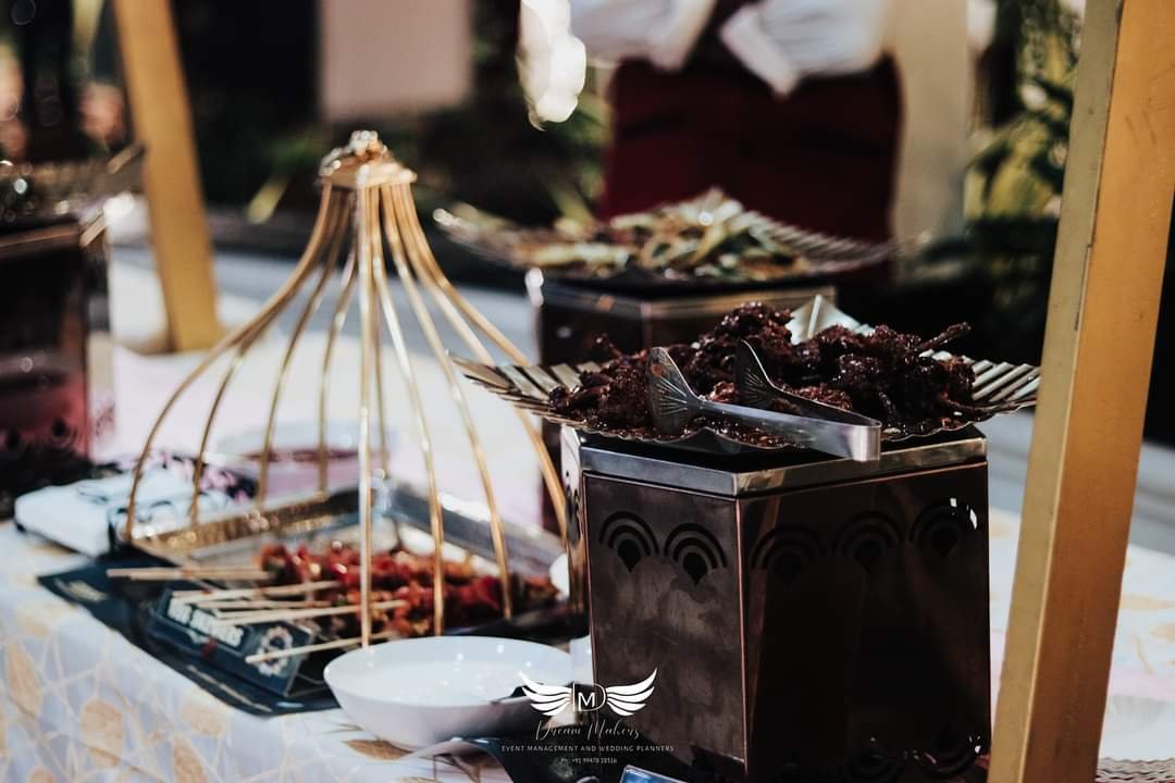 Catering services by the Best Event Management Company in Kollam, featuring a beautifully arranged buffet with gourmet dishes for weddings, corporate events, and celebrations.