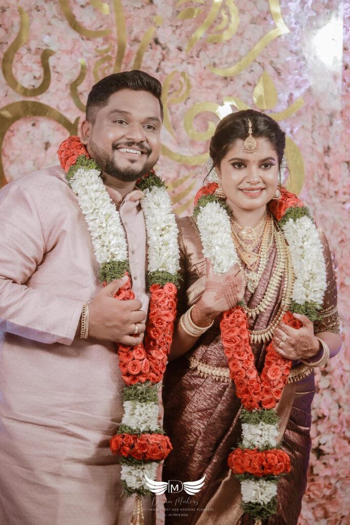 Grand wedding event setup with elegant decor and lighting by a professional Event Organizing Company in Kollam, creating unforgettable moments for couples.
