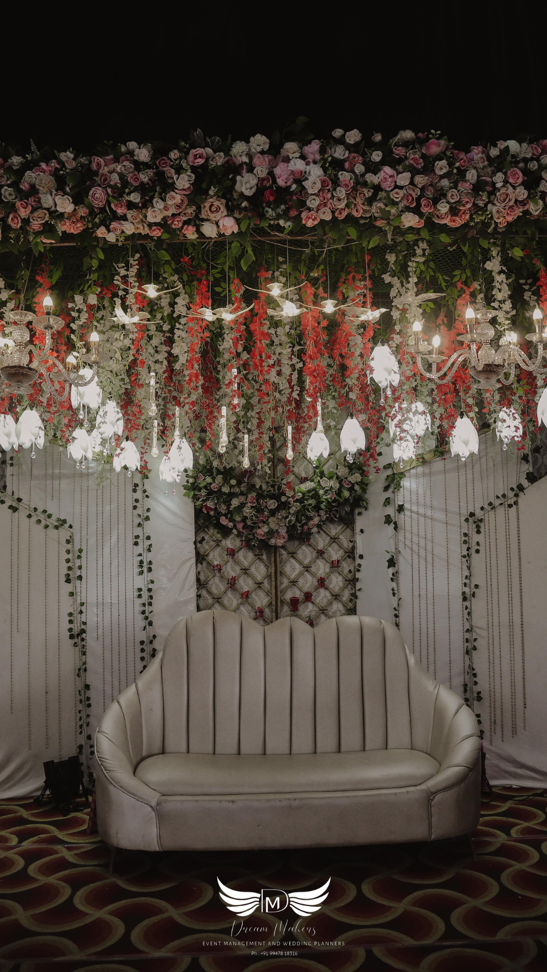 decoration by the Best Event Management Company in Kollam, featuring stunning floral arrangements, vibrant lighting, and luxurious drapery